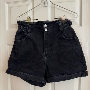 Mango Black Jean Shorts High-Waisted Distressed